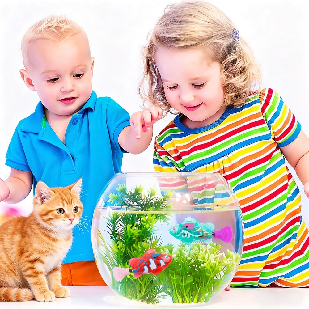 4 Stück Robo Fisch Katze Spielzeug, Elektronischer Haustier Fisch, Robo Fish, Elektrische Fische mit