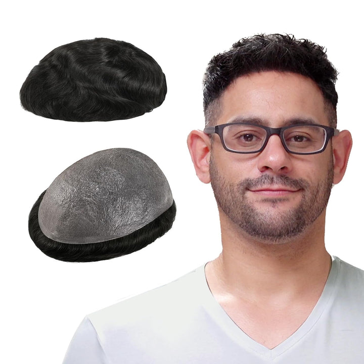 Lordhair Toupet Echthaar Männer,Perücke Männer,0,03 mm Dünne Leder Basis 20 * 25 CM Leichtes Haarers