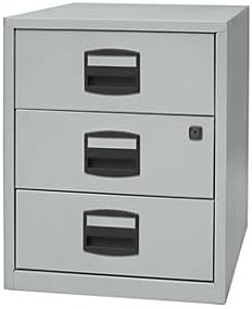 Bisley Home mobiler Beistellschrank PFA, 3 Universalschubladen, Metall, 355 Silber, 40 x 41.3 x 52.8