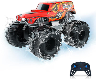 Carox Amphibienfahrzeug Ferngesteuertes Auto, 2.4 Ghz 1500mah RC Auto, Wasserdicht Monstertruck Auto