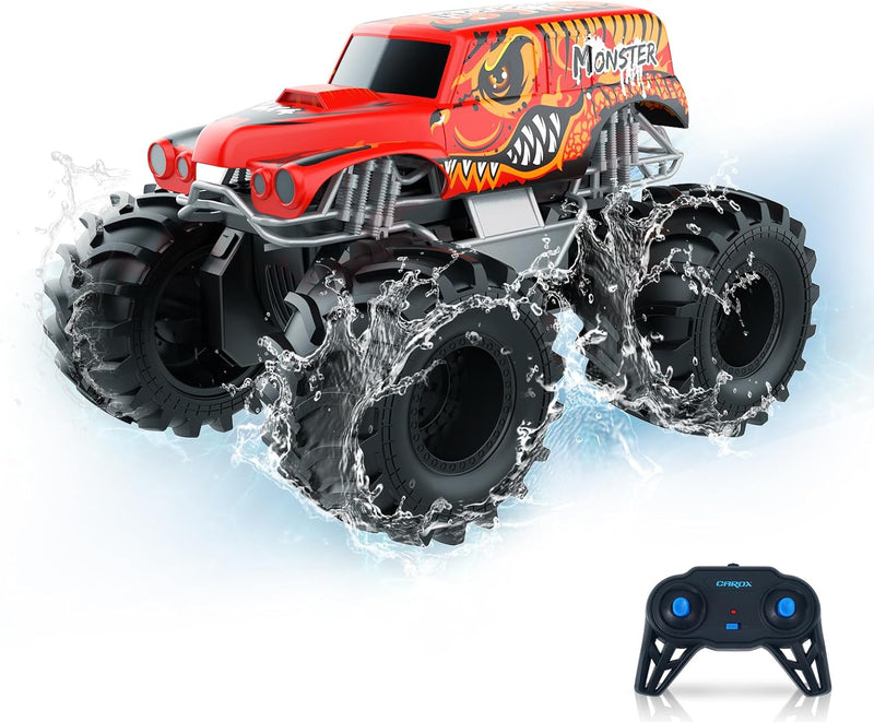 Carox Amphibienfahrzeug Ferngesteuertes Auto, 2.4 Ghz 1500mah RC Auto, Wasserdicht Monstertruck Auto