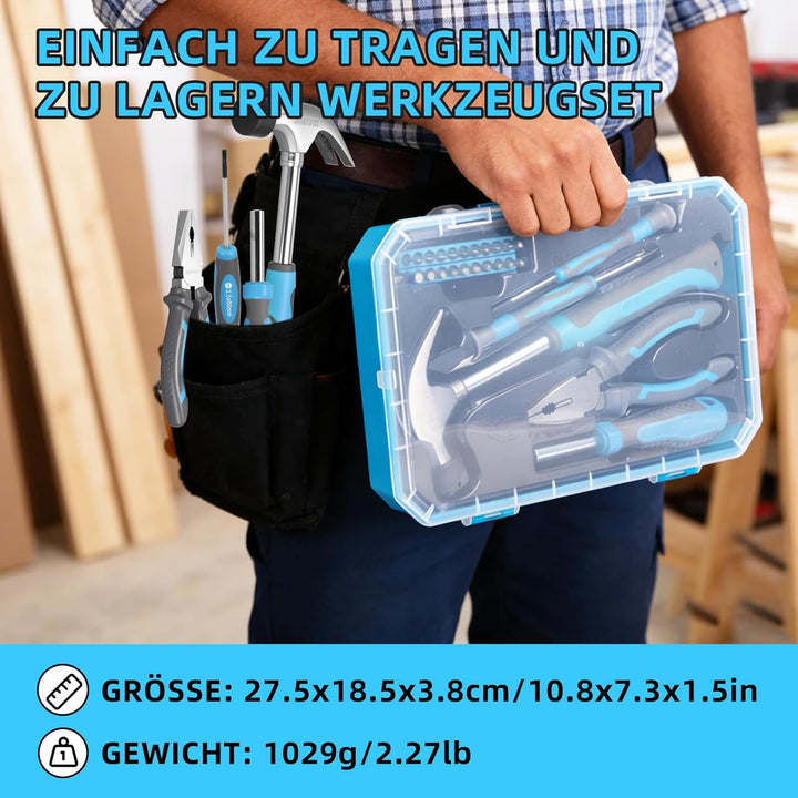 Werkzeugset 25-tlg. mit Kunststoff-Aufbewahrung Werkzeugkasten, Werkzeugbox Perfekt Geeignet Zuhause