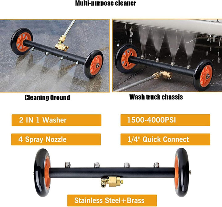 Unterbodenwaschanlage, 2- in- 1 Power Washer Unterbodenreiniger, Wasserbesen für Unterboden Autowäsc