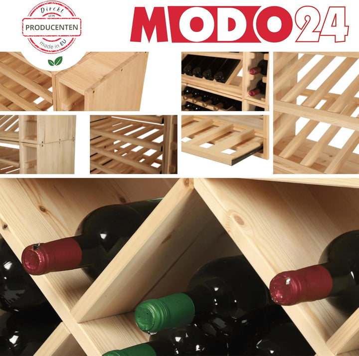 Flaschenregal mit Auszugsböden, Weinregal Massivholz für 30 Flaschen, Weinschrank, Modulares Weinstä