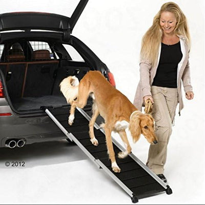 Zusammenklappbare Alu-Teleskop-Hunderampe (geeignet für Hunde bis 85 kg) - perfekt, um Ihrem Hund in