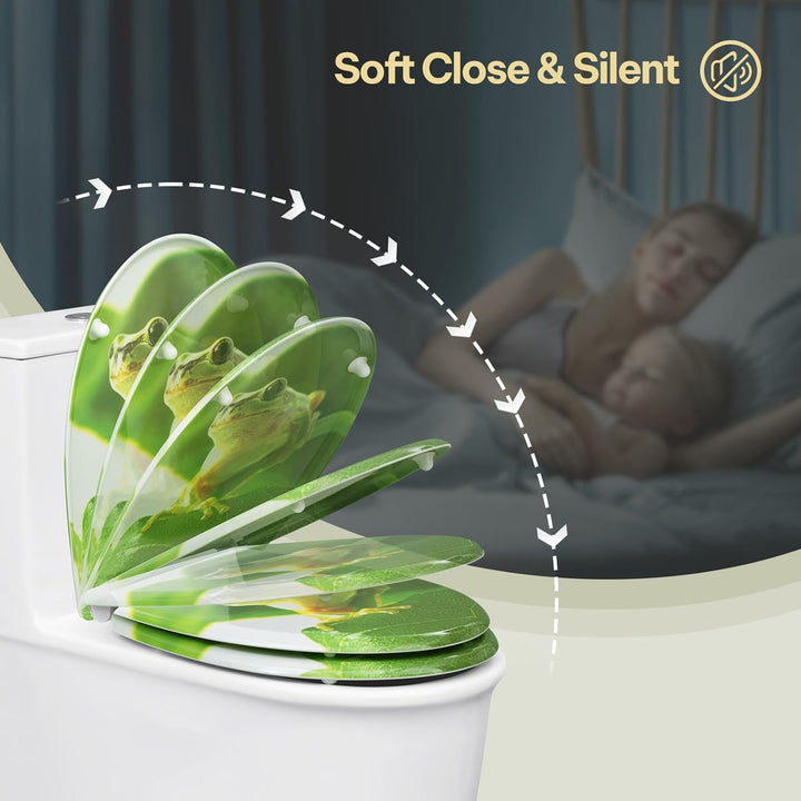 eSituro Toilettendeckel, WC Sitz mit Absenkautomatik, Klodeckel mit Schnellverschluss, 360° verstell