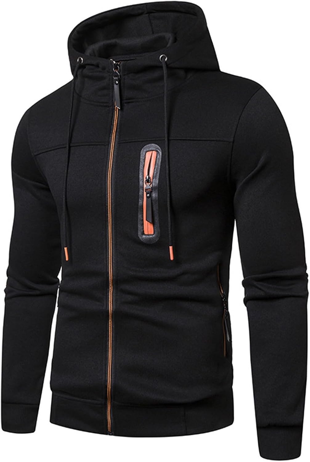 Sportjacke Herren Casual Sweatjacke Zip Kordelzug Hoodie Sweatshirt Jacke Basic mit Kapuze Langarm K