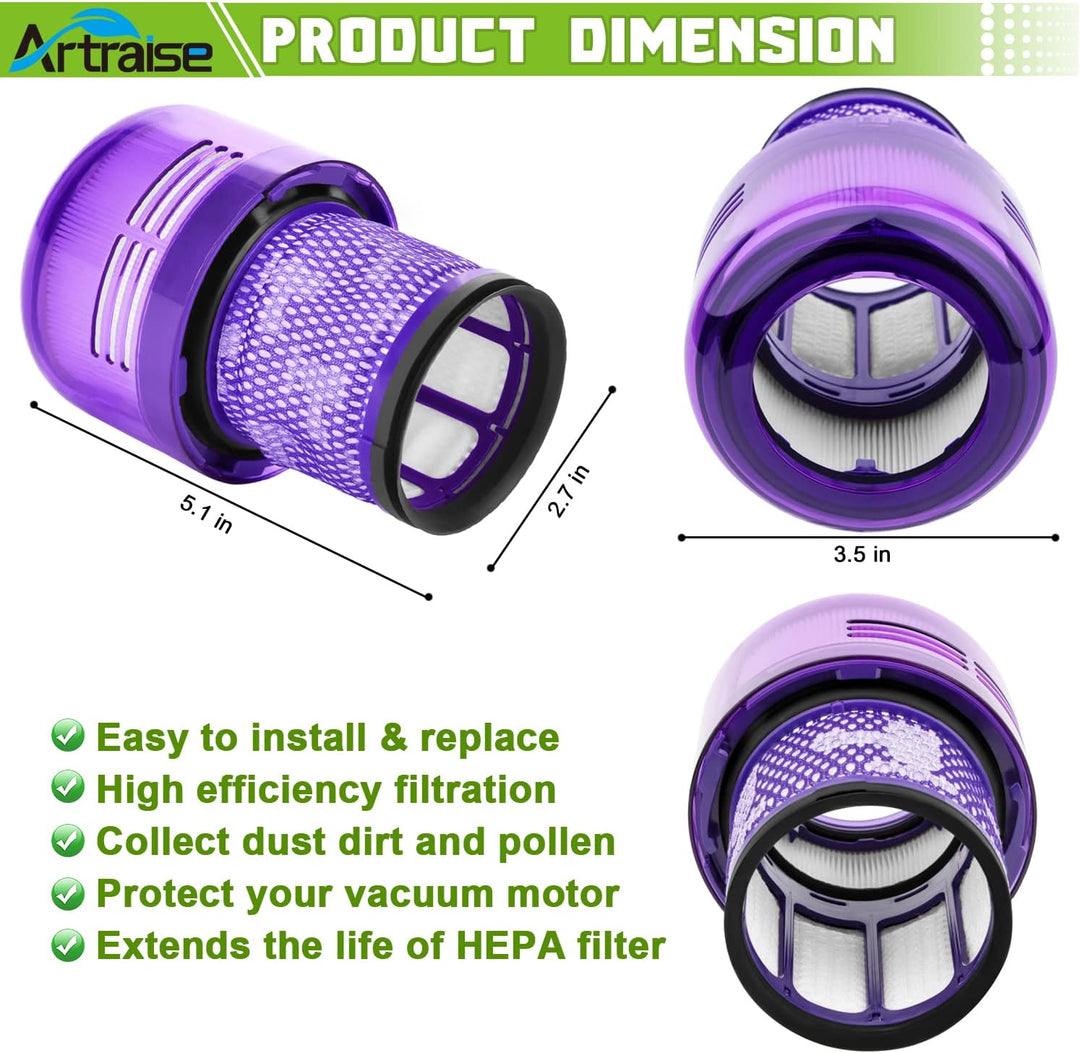Artraise V11 V15 Filter für Dyson, 3 Stück Waschbar Ersatzfilter für Dyson V11 V15 SV14 SV22 Absolut