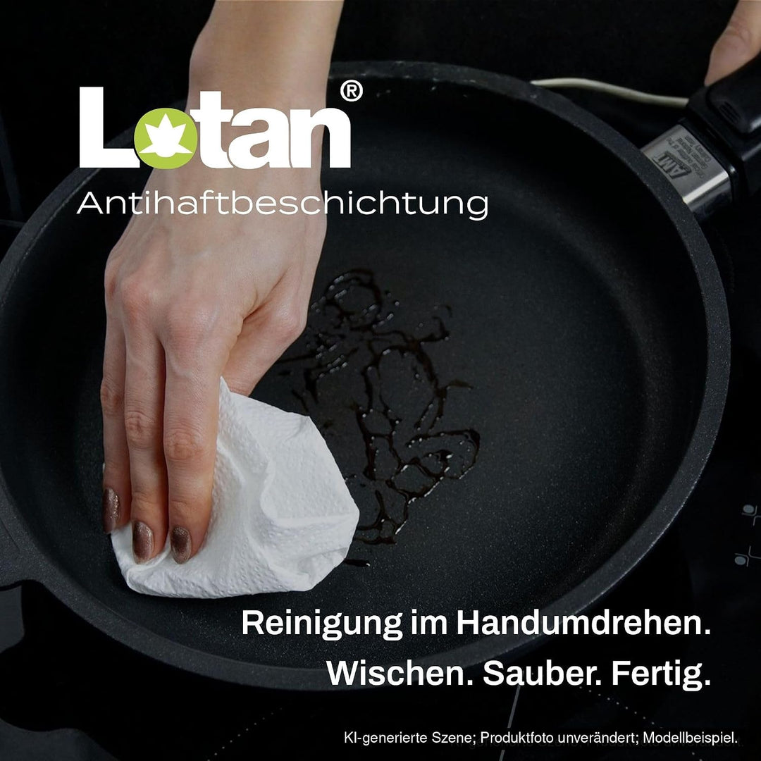 AMT Gastroguss Bratpfanne 24 cm Ø Schwenkpfanne 4 cm hoch, fester Stiel, induktionsgeeignet, Lotan®