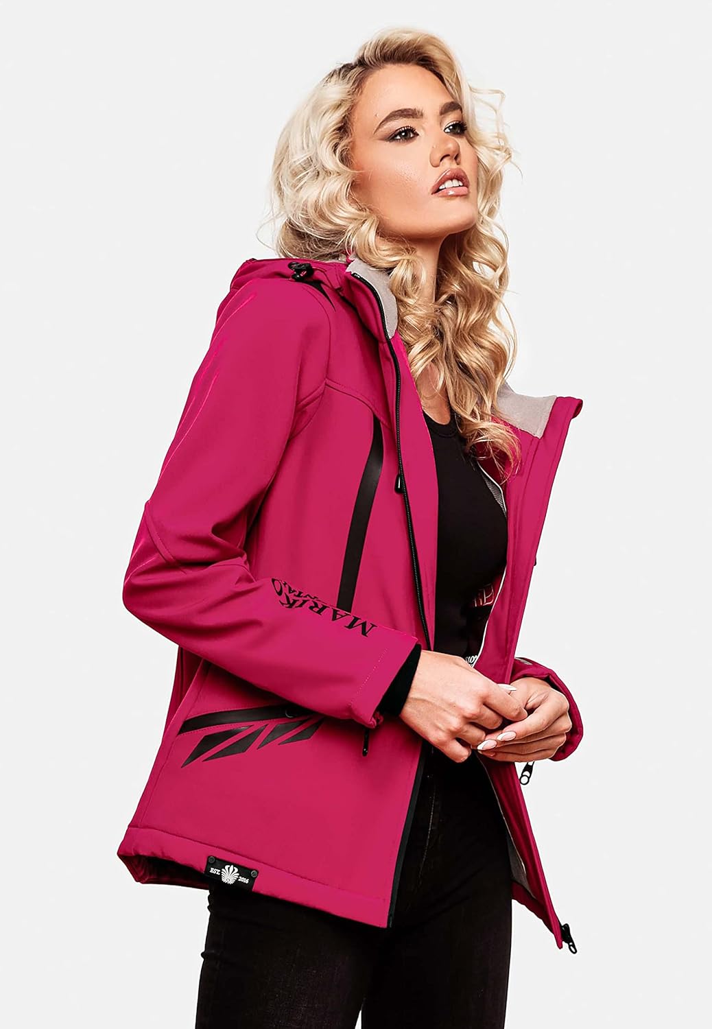 MARIKOO Damen Softshelljacke wasserdichte Funktionsjacke mit abnehmbarer Kapuze Mount-Cho-Oyu S Fuch