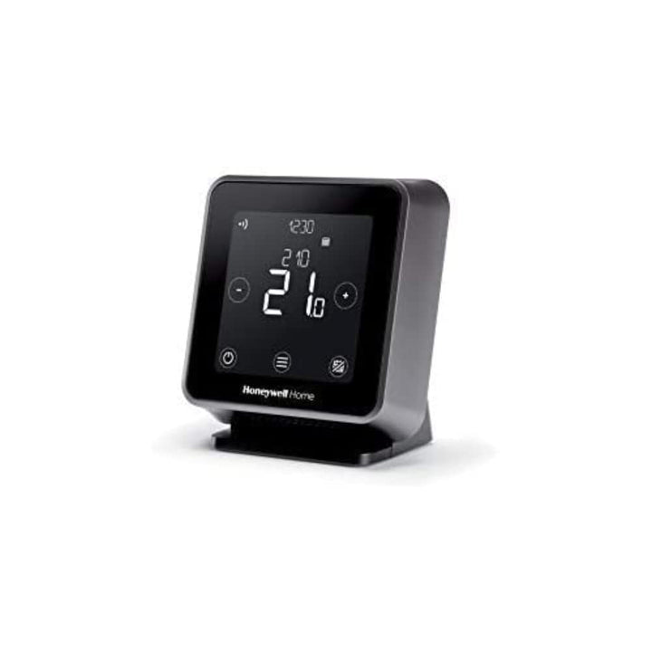 Honeywell Home T6R Wi-Fi Raumthermostat mit Tischhalter, Netzteil und Funk-Empfängerbox, schwarz, Y6