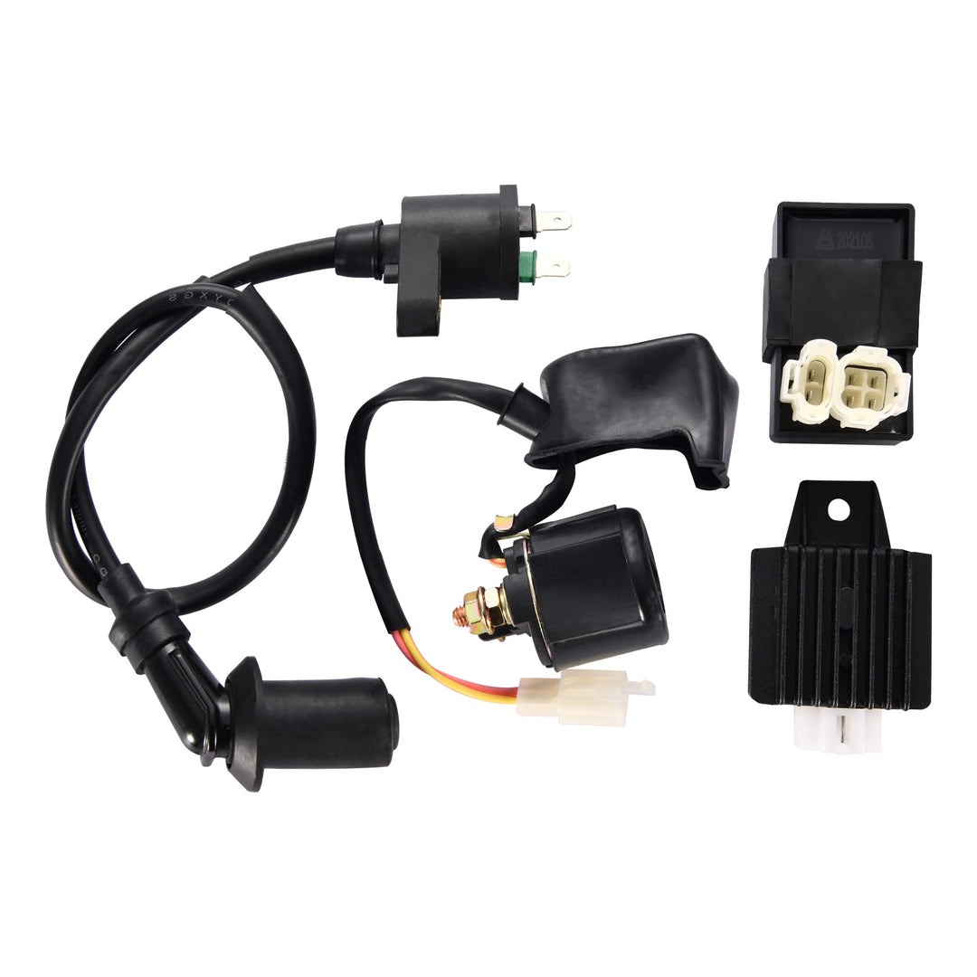 WOOSTAR CDI Box Zündspule Starterrelais Spannungsregler Ersatz für GY6 50ccm 125ccm 150ccm ATV Rolle