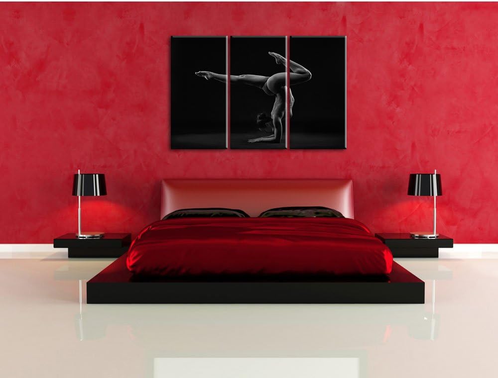 Pixxprint Perfekter Flexibler sexy Körper Einer Jungen Frau Kunst B&amp;W als Leinwandbild/Grösse: 3 Tei