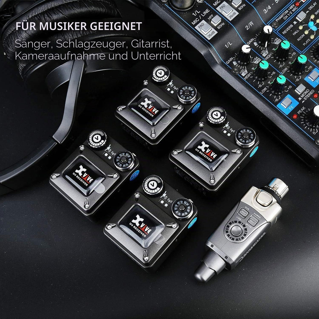 XVive U4 In-Ear Monitor Wireless System - Bundle, 1x Transmitter + 4X Receiver 2 Empfänger, 2 Empfän