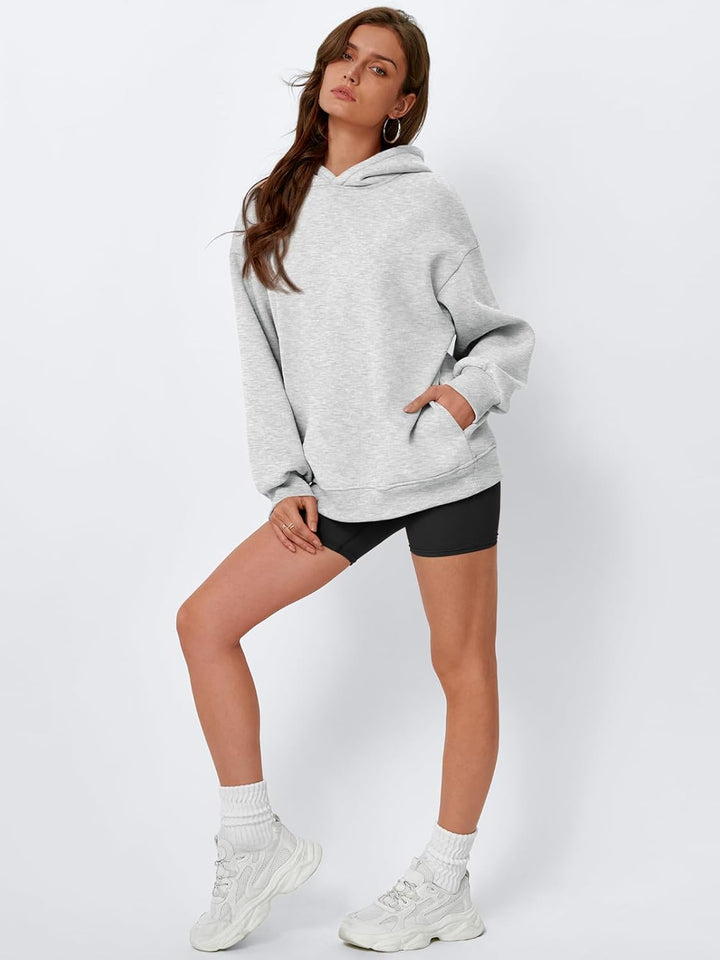 EFAN Damen-Kapuzenpullover, übergross, Fleece, Kapuzenpullover, Tops, Pullover, lässig, bequem, Herb