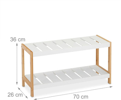 Relaxdays Schuhregal, 2 Ebenen, für 6 Paar Schuhe, offen, Schuhständer HBT: 36 x 70 x 26 cm, MDF, Ba