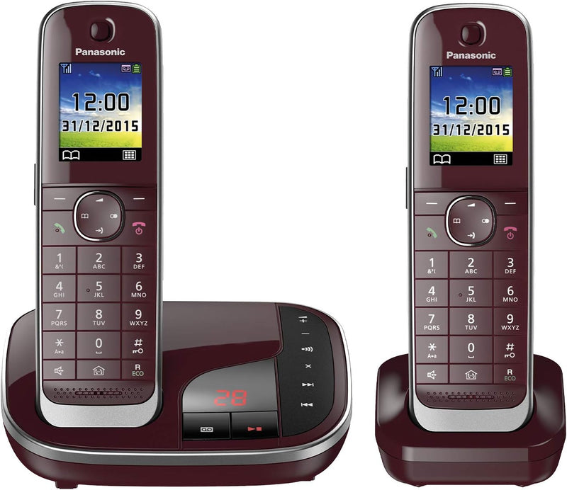 Panasonic KX-TGJ322GR Familien-Telefon mit Anrufbeantworter (schnurloses Telefon DUO, 2 Mobilteile,