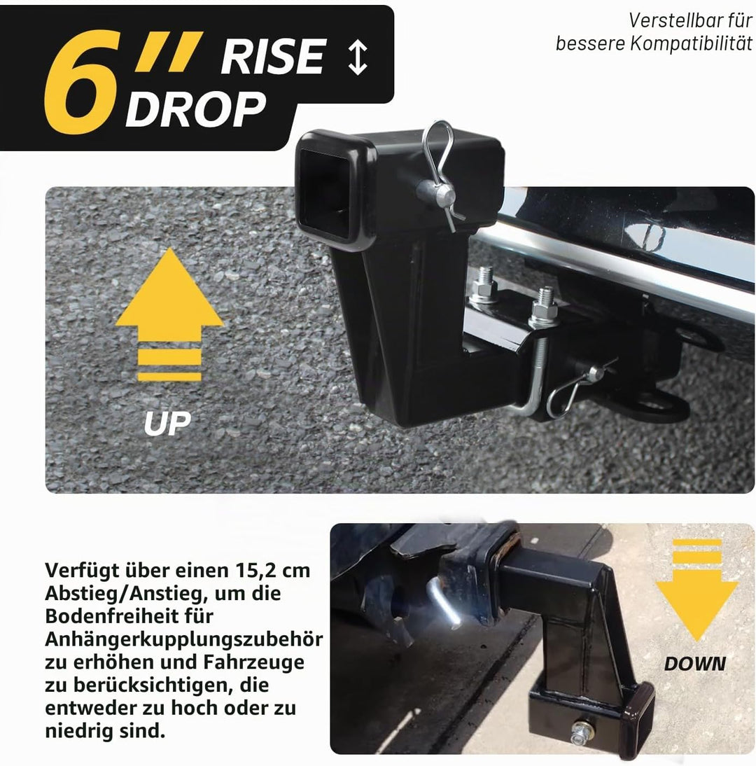 MaxxHaul 50909 Anhängerkupplungserhöhung für 5,1 cm Empfänger mit 15,2 cm Rise & Drop mit massivem S