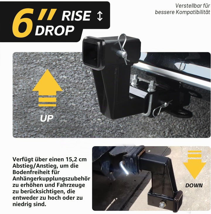 MaxxHaul 50909 Anhängerkupplungserhöhung für 5,1 cm Empfänger mit 15,2 cm Rise & Drop mit massivem S