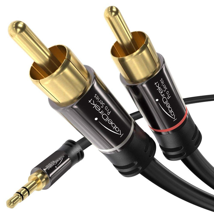 KabelDirekt - 3.5mm 2 Cinch Y Kabel - 3m - (3.5mm > 2 RCA, Klinke auf Cinch) - PRO Series & Optische