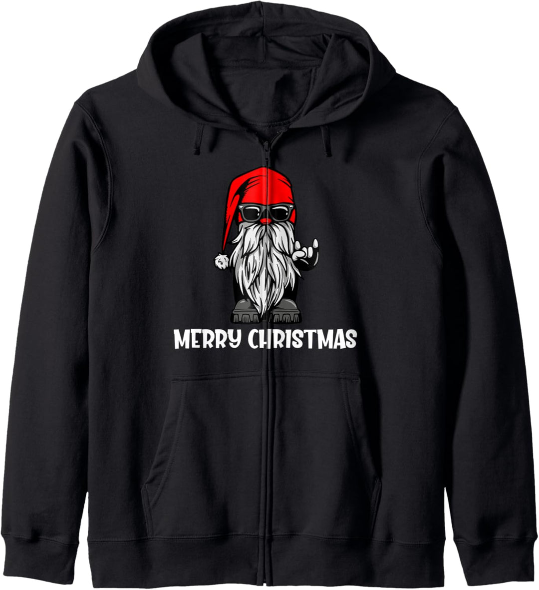 Merry Christmas Rocker Bart Kostüm Fröhliche Weihnachtsmann Kapuzenjacke