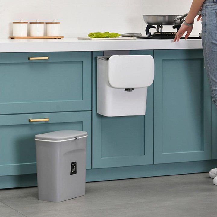 9 Liter Kompostmülleimer Küche mit Deckel, kleiner Komposteimer für Türen oder Wand, hängender Abfal