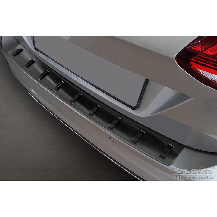 Avisa Schwarz Edelstahl Heckstossstangenschutz kompatibel mit Volkswagen Golf VII Variant Facelift 2