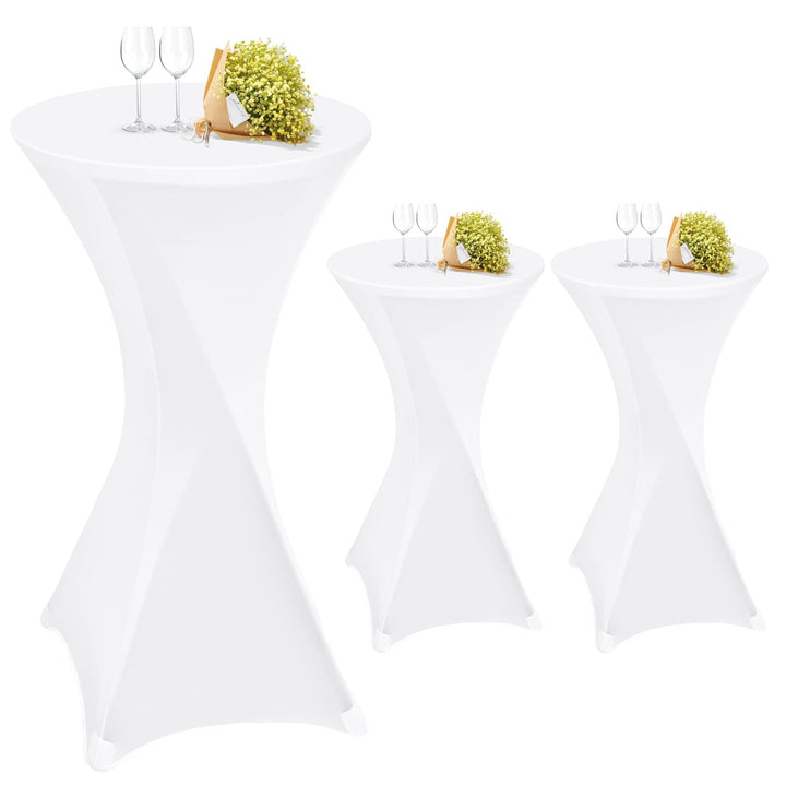 3 Stück weiss Stehtisch Hussen Stehtische, Stehtischhusse für Ø 60-65 cm Stehtische und Bistrotische