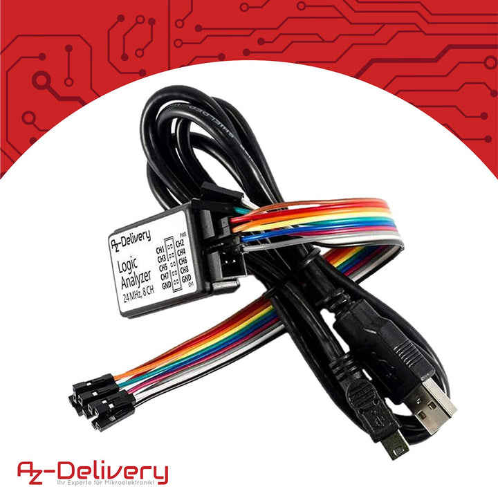 AZDelivery 3 x Logic Analyzer 8 CH, 24MHz mit USB-Kabel, kompatibel mit Arduino inklusive eBook!, 3