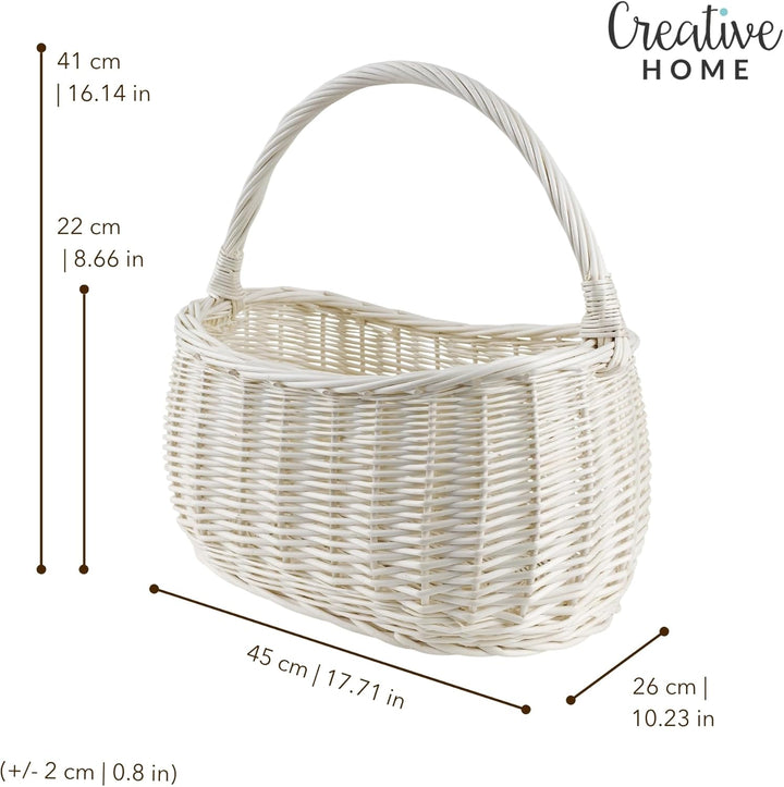Creative Home Einkaufskorb Weidenkorb mit Henkel Picknickkorb | 45 x 26 x 41 cm (+/- 2 cm) | Handgef