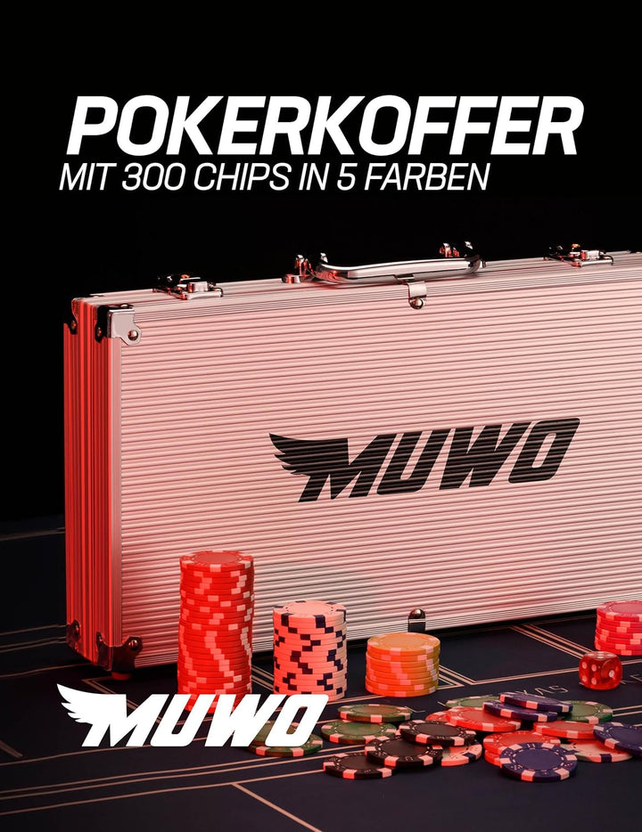 MUWO "All In Pokerkoffer-Set mit 300 Chips oder mit 500 Chips Casino Komplettset im praktischem Aluk