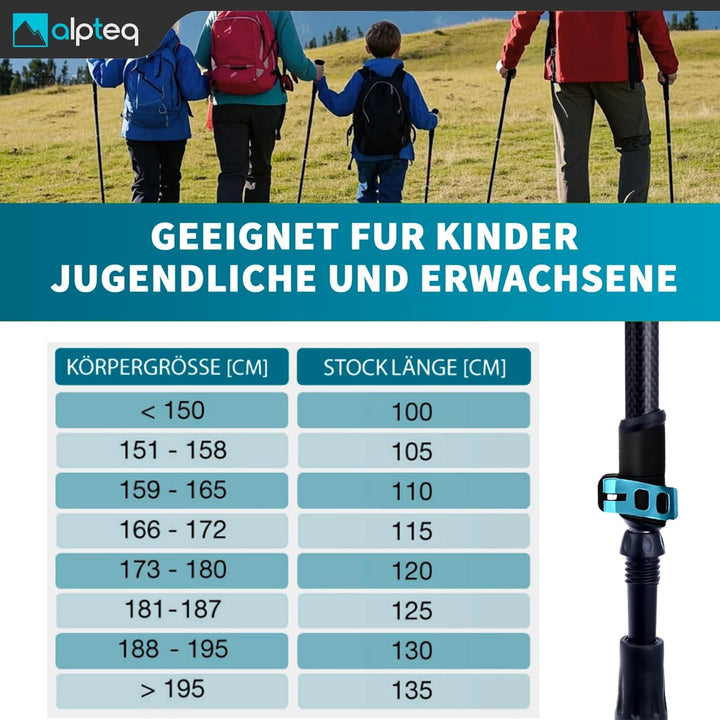 Carbon Wanderstöcke Teleskop – Ultraleichte Trekkingstöcke Kohlenstofffaser & Aluminium für Damen, H