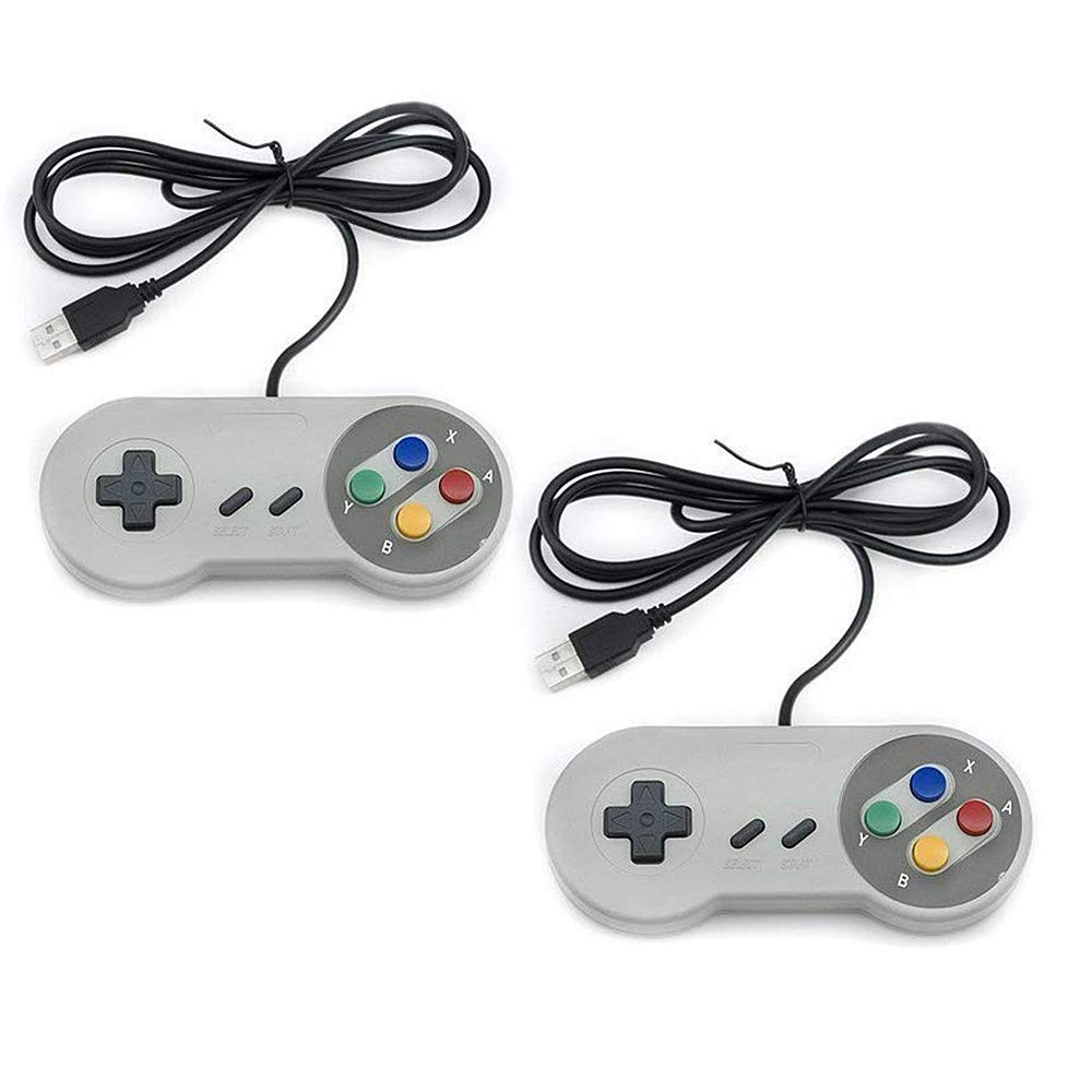 TRIXES 2x kabelgebundene USB-Controller – kompatibel mit SNES-Emulatoren – Retro Gaming Joypads Game