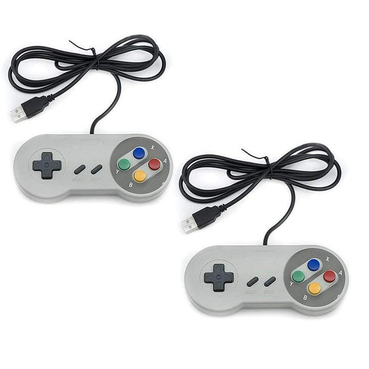 TRIXES 2x kabelgebundene USB-Controller – kompatibel mit SNES-Emulatoren – Retro Gaming Joypads Game