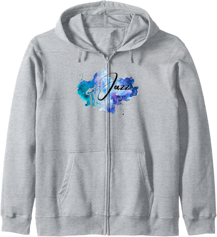 Jazz Blue Musiknoten Saxophon Damen Kapuzenjacke