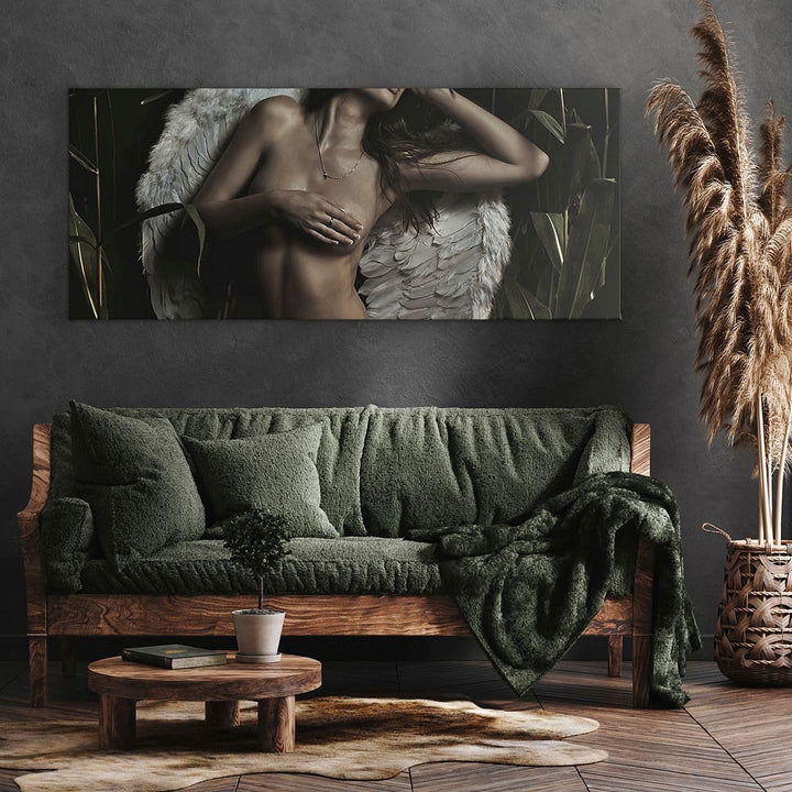Panorama Bilder auf Leinwand 100x40cm Leinwandbild Engel Schönheit Körper Gross Wanddeko Bild Schlaf
