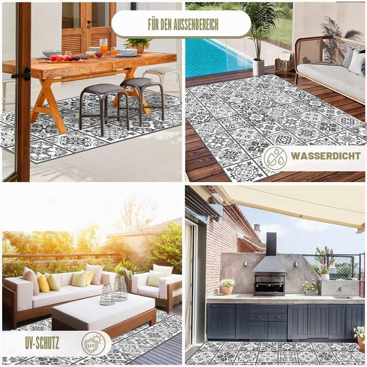 Nivellpublicitari Hydraulic Vinyl-Teppich, 120 x 60 cm, Schwarz-Grau - Küchenteppich - Badezimmertep