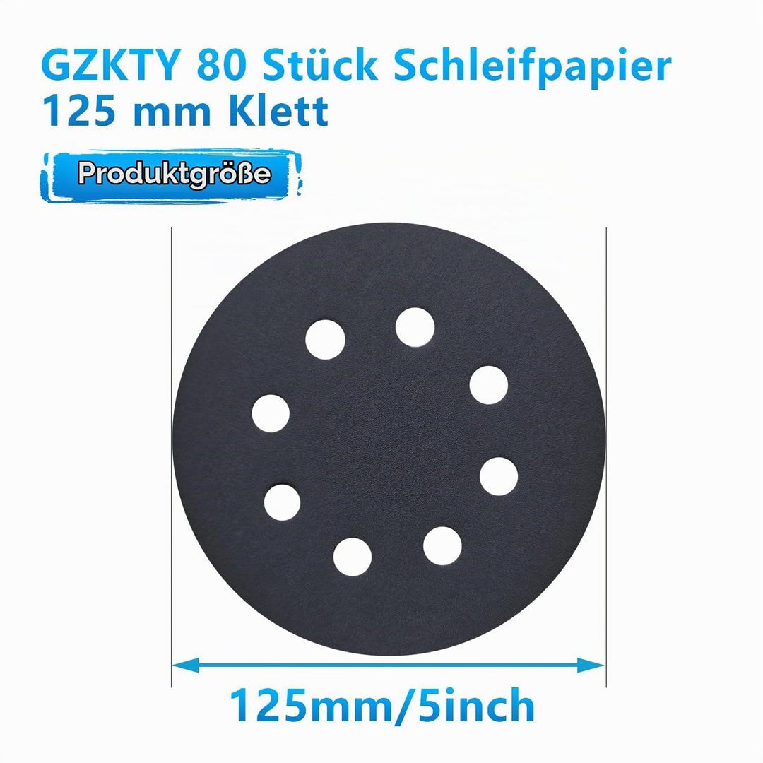 GZKTY Nassschleifpapier 125mm Klett - 80 Stück Schleifscheiben Set (600/800/1000/1200/1500/2000/3000