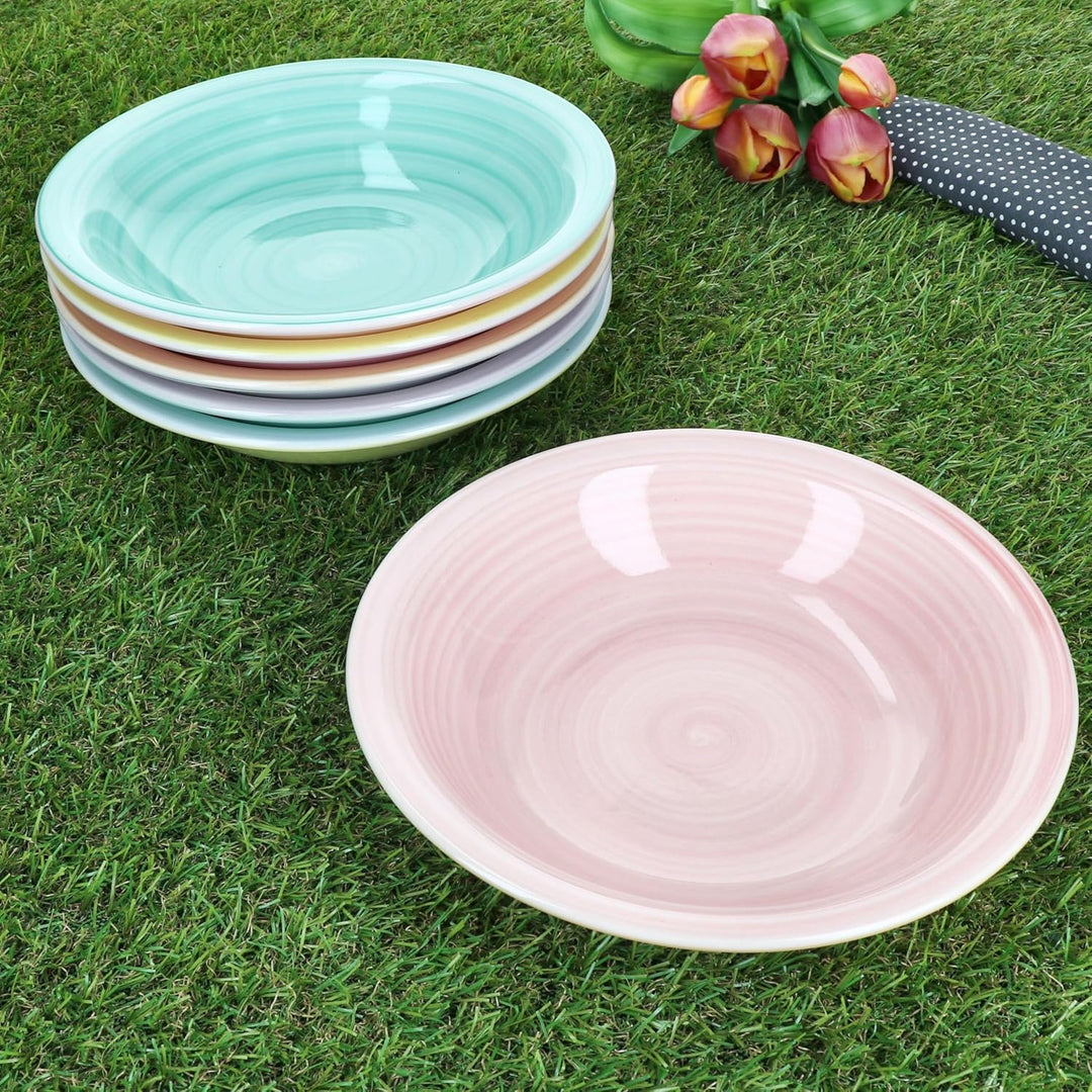 MamboCat Pastello 6er Set Suppenteller I 450 ml I bunte Steingut-Teller mit Pastell-Farben für 6 Per