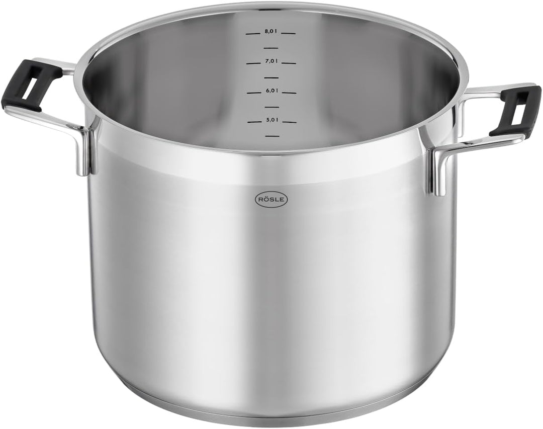 RÖSLE SILENCE PRO Gemüse und Suppentopf, Hochwertiger Universaltopf aus Edelstahl 18/10, 24 cm, Glas