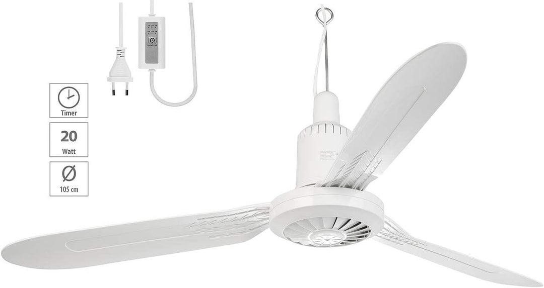 Sichler Haushaltsgeräte Deckenventilator: Mobiler XXL-Decken-Ventilator, 3 Flügel, Timer, Haken, 105