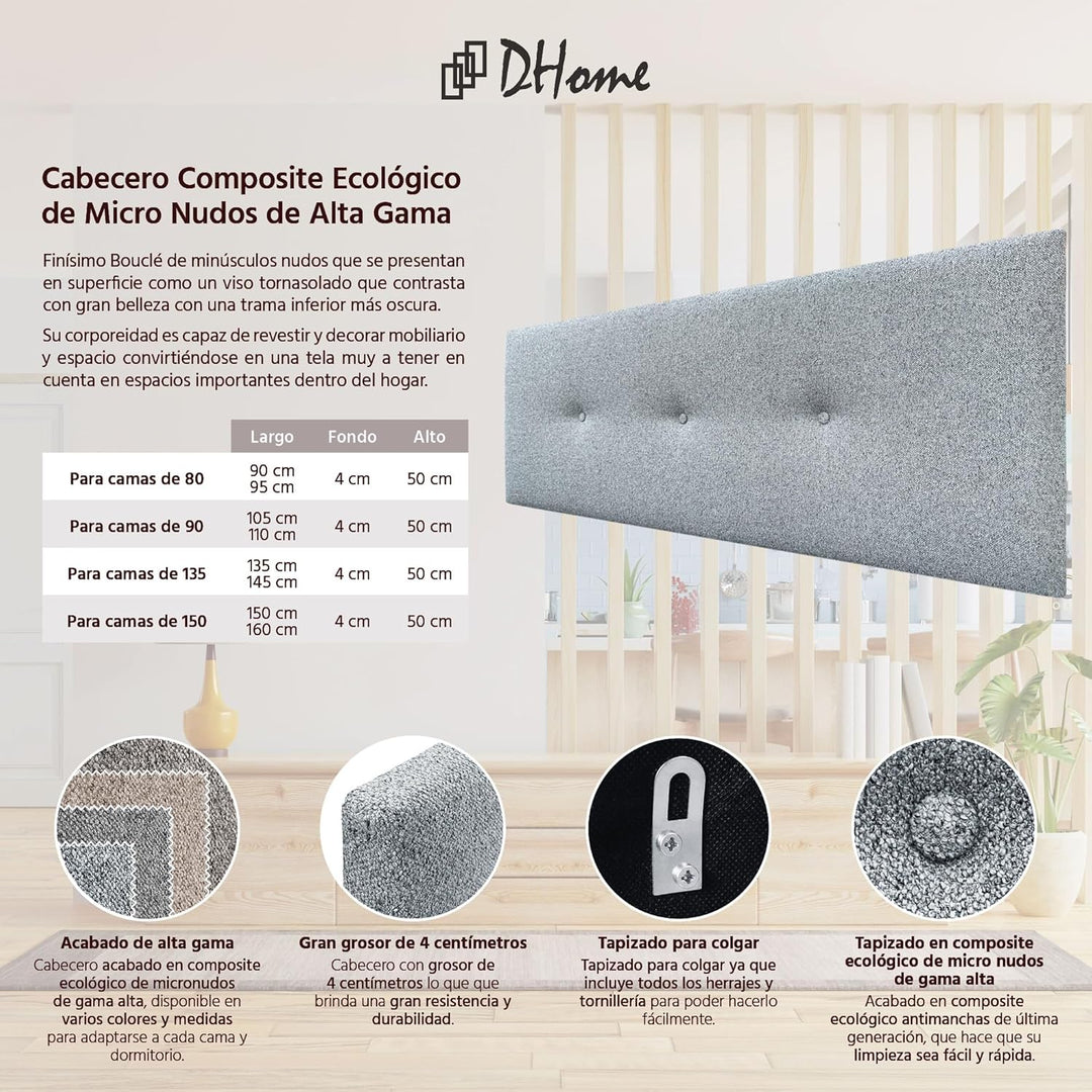 DHOME Kunstleder oder Acualine Stoff Kopfteil einfarbig mit Knöpfen gepolstert HIGH Range Luxus Bett
