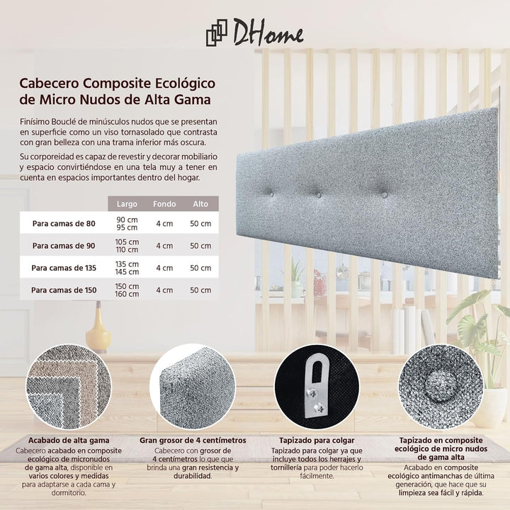 DHOME Kunstleder oder Acualine Stoff Kopfteil einfarbig mit Knöpfen gepolstert HIGH Range Luxus Bett