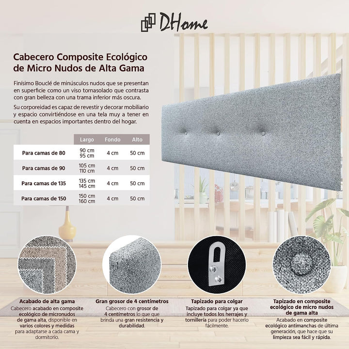 DHOME Kunstleder oder Acualine Stoff Kopfteil einfarbig mit Knöpfen gepolstert HIGH Range Luxus Bett