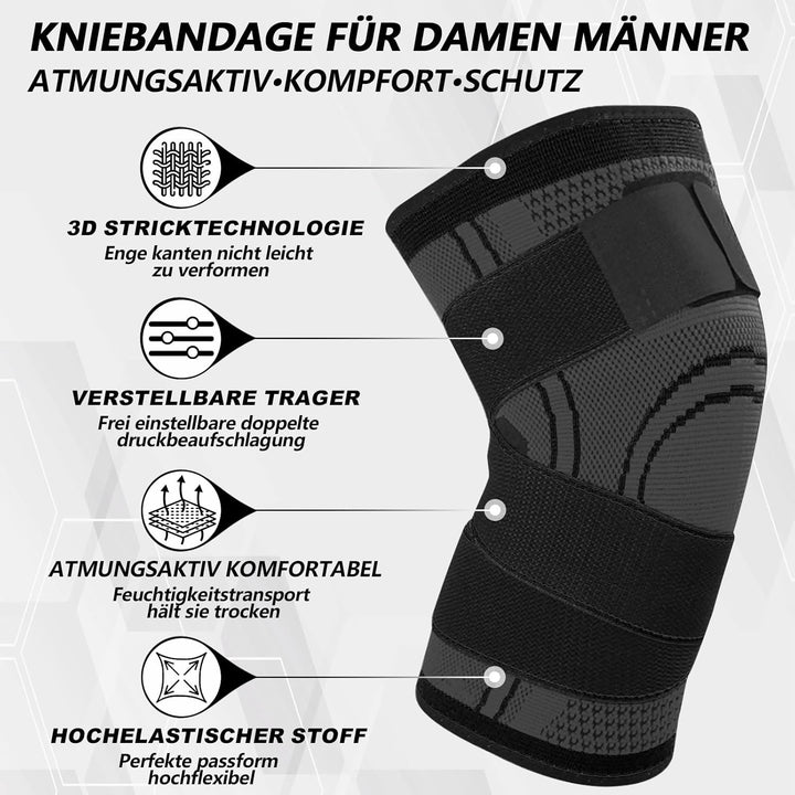 Kniestütze 2 Stück Sport Kniebandage mit Verstellbaren Riemen Männer Damen Knie Sleeve für Knieschme