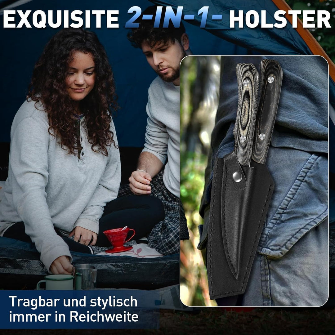 Küchenmesser Set 2-tlg Titanbeschichtet - Extrem scharfe Kochmesser für Profis & Hobbyköche, Ausbein