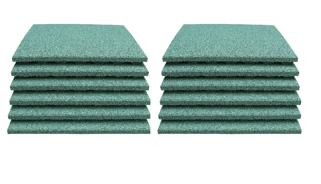 12 x Fallschutzmatten 50x50x4cm Grün Gummiplatten Pool Fitness Kletterturm