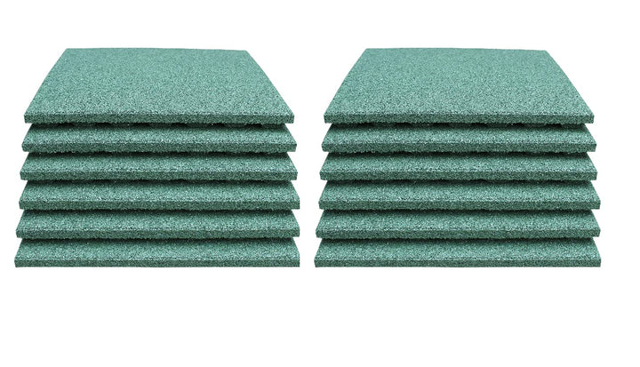 12 x Fallschutzmatten 50x50x4cm Grün Gummiplatten Pool Fitness Kletterturm