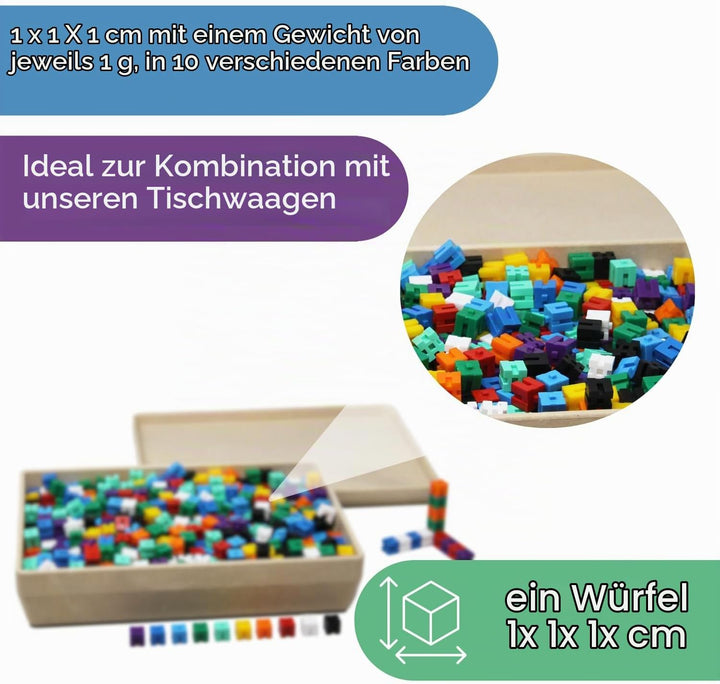 Wissner aktiv Lernen - Steckgewichtswürfel in 10 Farben (1000 Stück) - RE-Plastic®