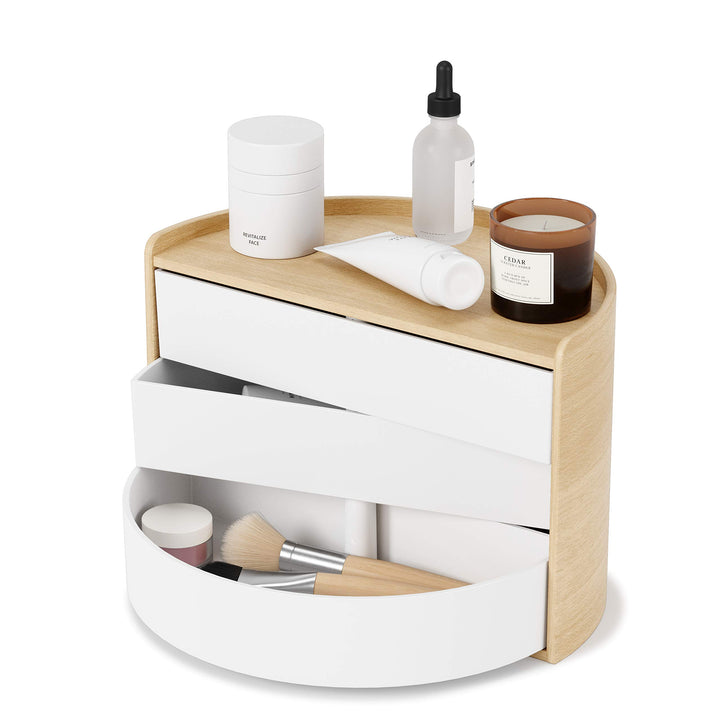 Umbra Moona Schmuckaufbewahrung, Makeup Organizer und Accessoire Organizer mit drehbaren Schubfächer